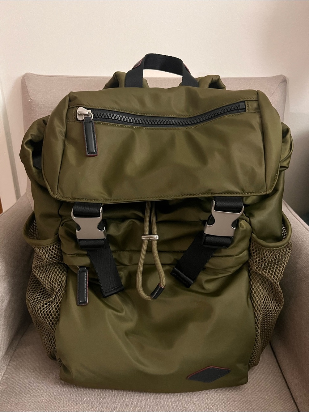 MZ Wallace Olive Green Nylon Travel Rucksack (Discontinued Color)
